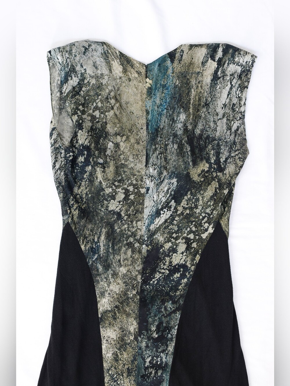 Helmut Lang Silk Twist Front Printed Abstract Dress Sz 4 Raven Print Sateen - Picture 7 of 12